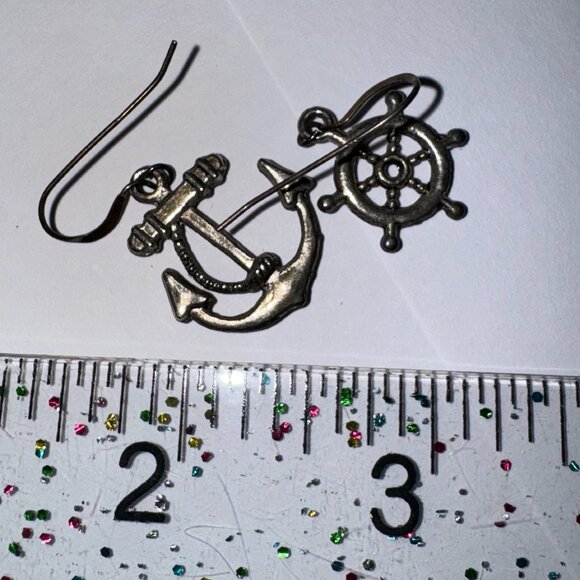 Anchor and Wheel Dangle Earrings - Picture 6 of 8